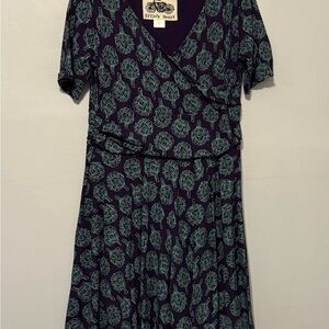 Effie's Heart Artichoke Print Dress in Purple and Teal